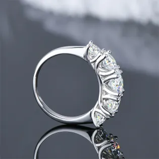 IOGOU 18k Gold Plated D3.6CT 5 Moissanite Stone Rings for Women S925 Sterling Silver Sparkling Diamond Wedding Band Fine Jewelry