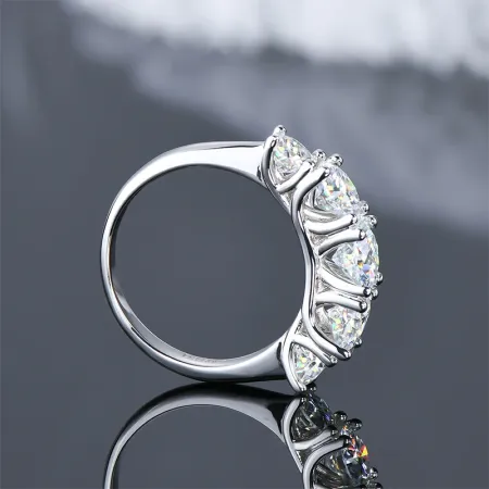 IOGOU 18k Gold Plated D3.6CT 5 Moissanite Stone Rings for Women S925 Sterling Silver Sparkling Diamond Wedding Band Fine Jewelry