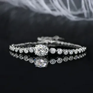 IOGOU Luxury 3.0ct Oval Cut D Color Moissanite Bolo Tennis Bracelet for Women 925 Silver Certified Fine Jewelry Valentine's Gift