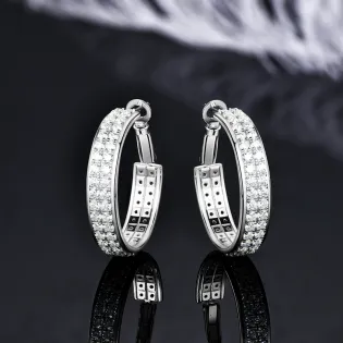 IOGOU D1.57CT Full Moissanite Earrings 925 Sterling Silver Hoop Clip Earrings for Women Luxury Engagement Party Birthday Gift