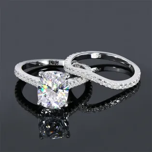 8x10mm Cushion Cut Cubic Zirconia Engagement Ring Wedding Ring Set for Women Real Silver 925 Wedding Engagement Fine Jewelry