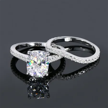 8x10mm Cushion Cut Cubic Zirconia Engagement Ring Wedding Ring Set for Women Real Silver 925 Wedding Engagement Fine Jewelry