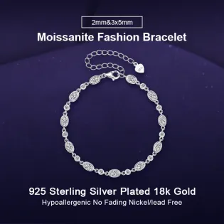 IOGOU Luxury 2mm&3x5mm Full Moissanite Moissanite Diamond Tennis Bracelet for Women Real Silver 925 Fashion Engagement Jewelry