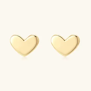 IOGOU 10K Solid Gold Mini Heart Stud Earrings for Women Men Engagement Party Trendy High Quality Fine Jewelry Accesories Gift