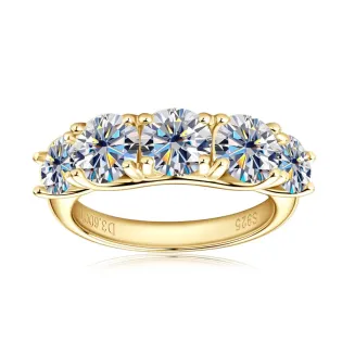 IOGOU D3.60CT vvs1 Full Moissanite Engagement Ring for Women 925 Silver With 14k Gold Plated Five Stone Wedding Ring Luxury Gift