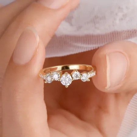 Real Silver 925 All Moissanite Engagement Ring for Women 4mm&3mm&1.6mm D Color VVS1 Diamond Ring Unique Promise Jewelry Gift